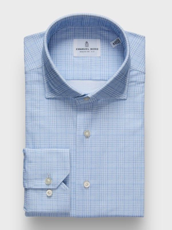 Emanuel Berg Modern Fit Stretch Knit Plaid 4Flex Shirt