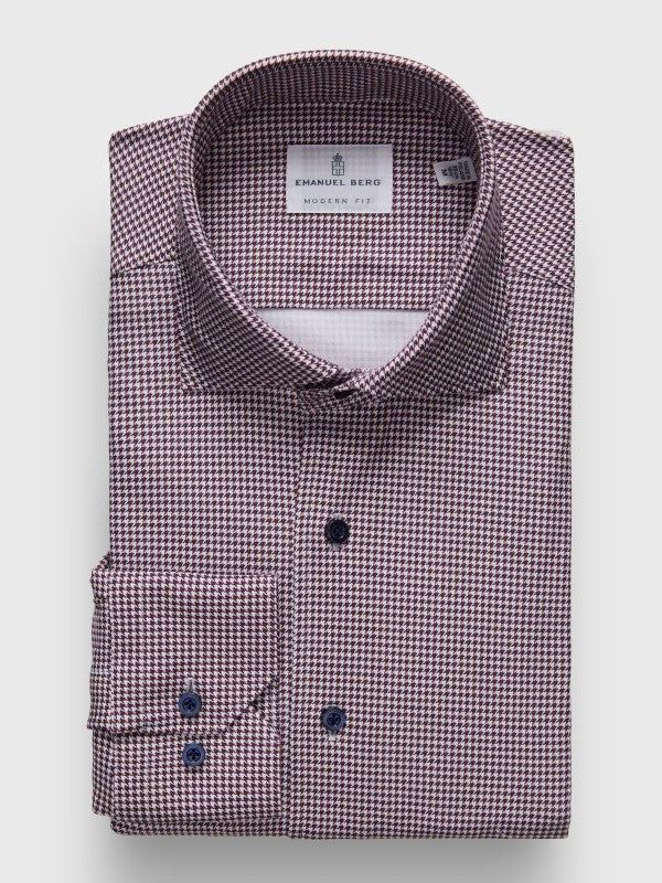 Emanuel Berg Modern Fit Stretch Knit Print 4Flex Shirt