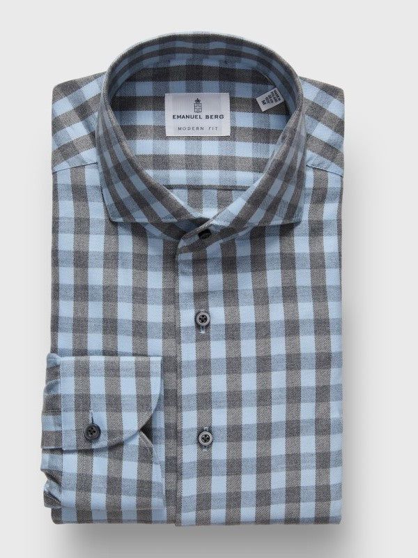Emanuel Berg Flannel Checked Lyocell Twill Shirt