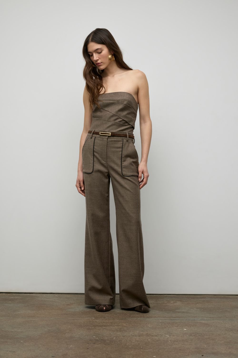 Iris Setlakwe Pant w/ Leather Piping