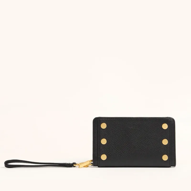 Hammitt Bryant Wallet Black/Brushed Gold Red Zip
