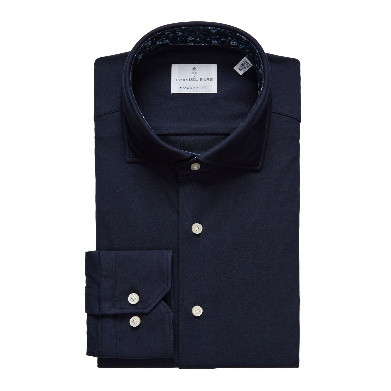 Emanuel Berg Modern Fit Stretch Knit Contrast 4Flex Shirt