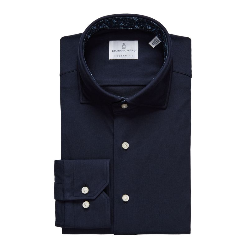 Emanuel Berg Modern Fit Stretch Knit Contrast 4Flex Shirt