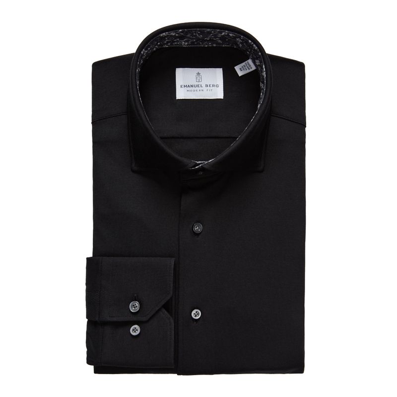 Emanuel Berg Modern Fit Stretch Knit Contrast 4Flex Shirt