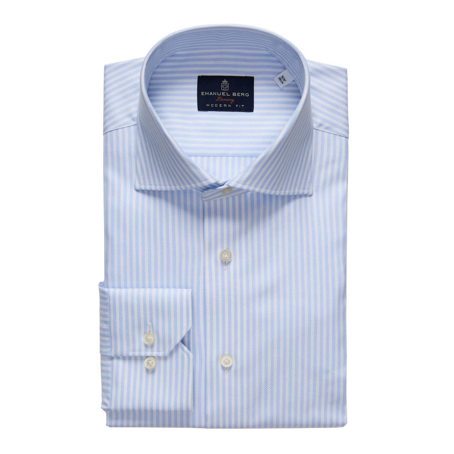 Emanuel Berg Performance Yarn Stripe Dress Shirt, Color: Light Pastel Blue, Size: 38