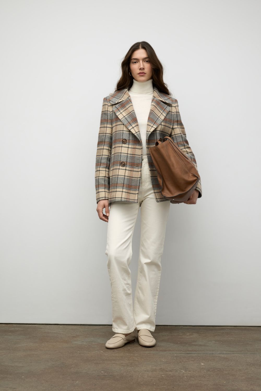 Iris Setlakwe Plaid Caban Coat