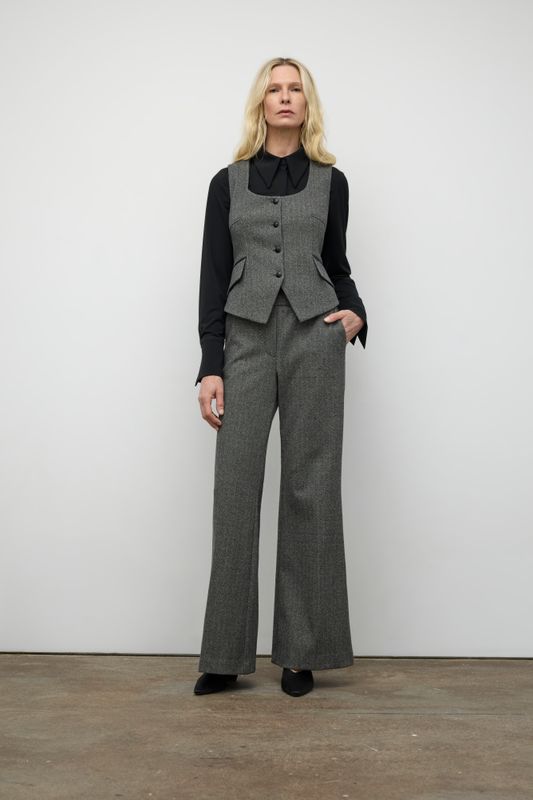 Iris Setlakwe Chevron Knit Vest w/ Leather Detail