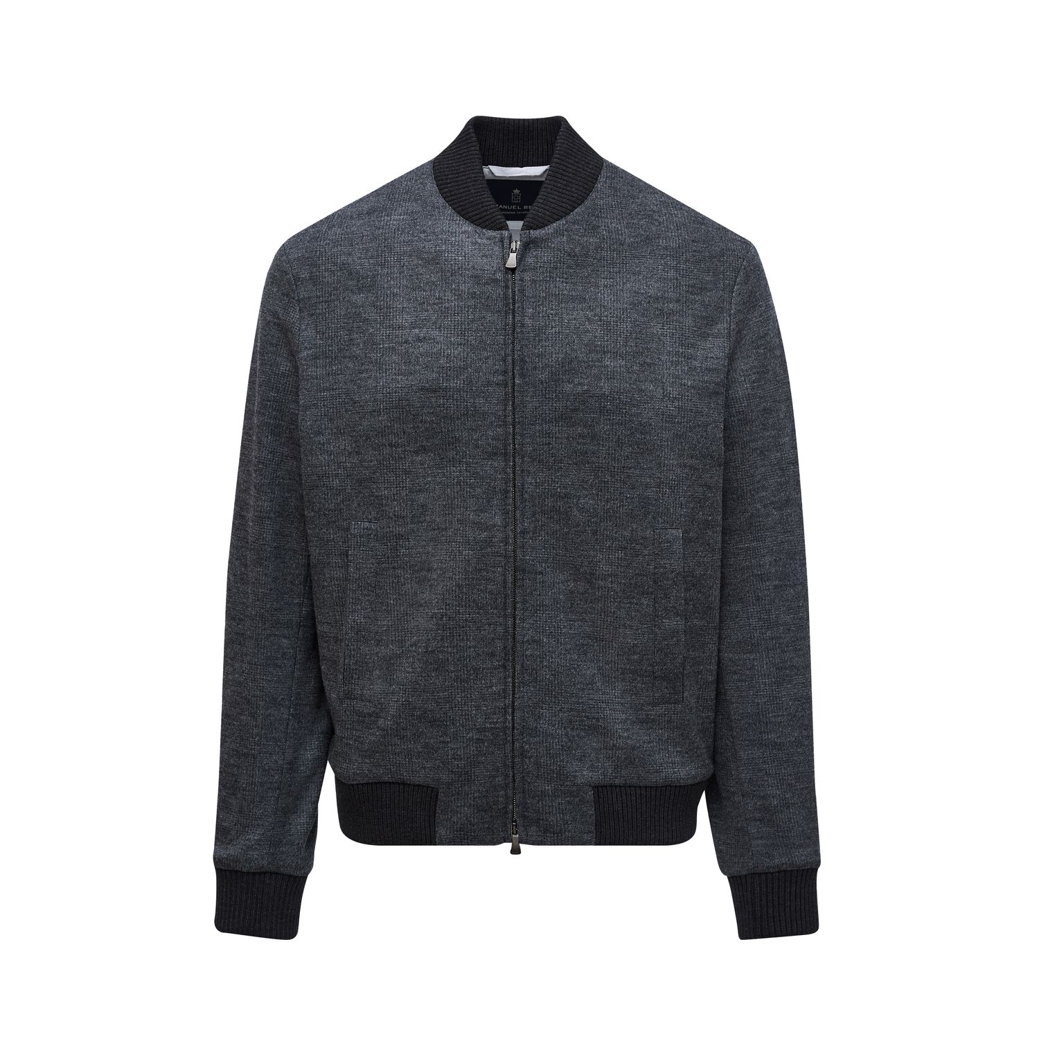 Emanuel Berg Checked Wool Bomber Jacket, Color: Charcoal, Size: M