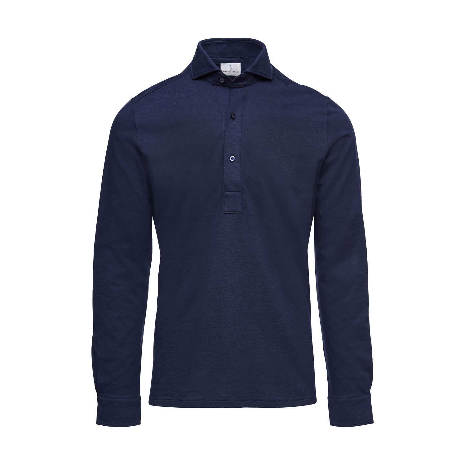 Emanuel Berg Premium Jersey Long Sleeve Polo, Color: Navy, Size: S