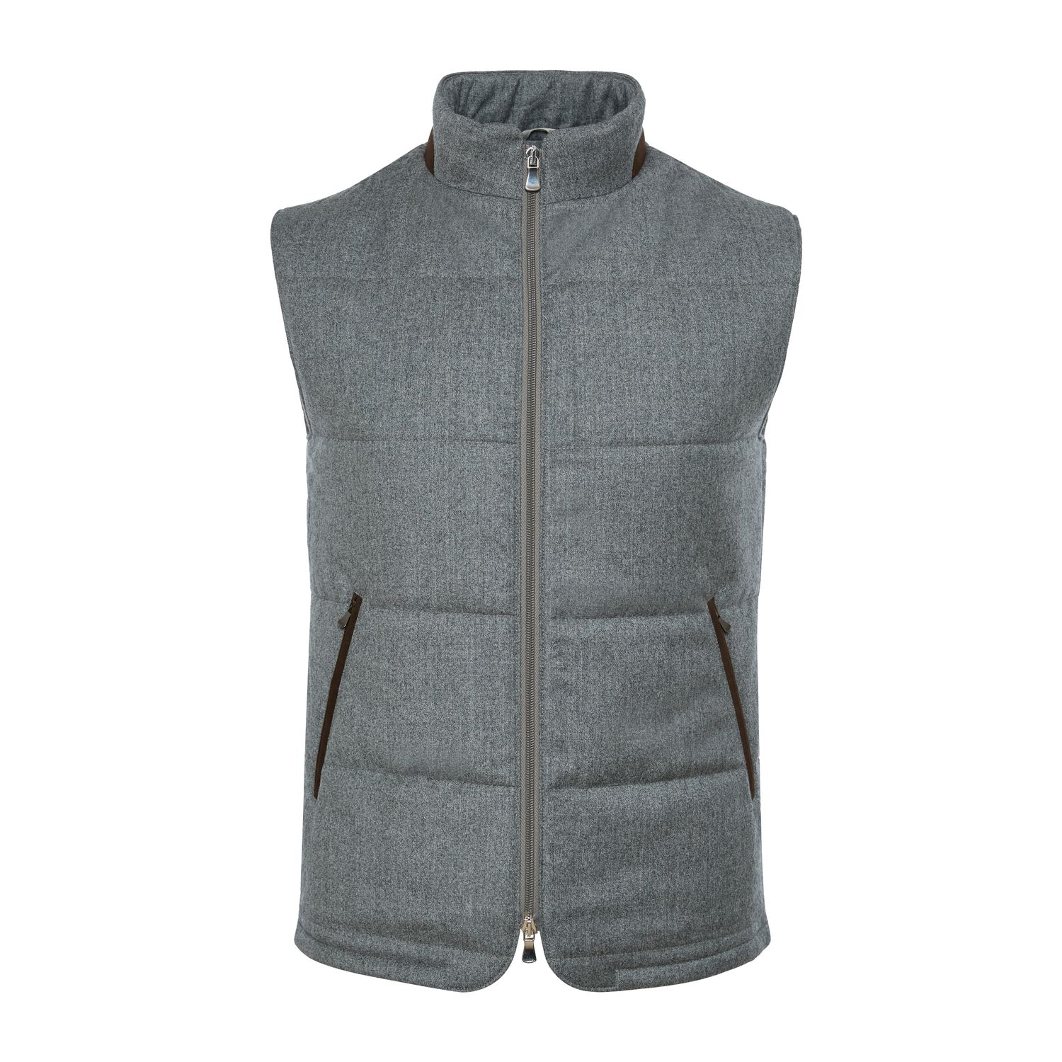 Emanuel Berg Solid Wool Vest, Color: Silver/Brown, Size: 48