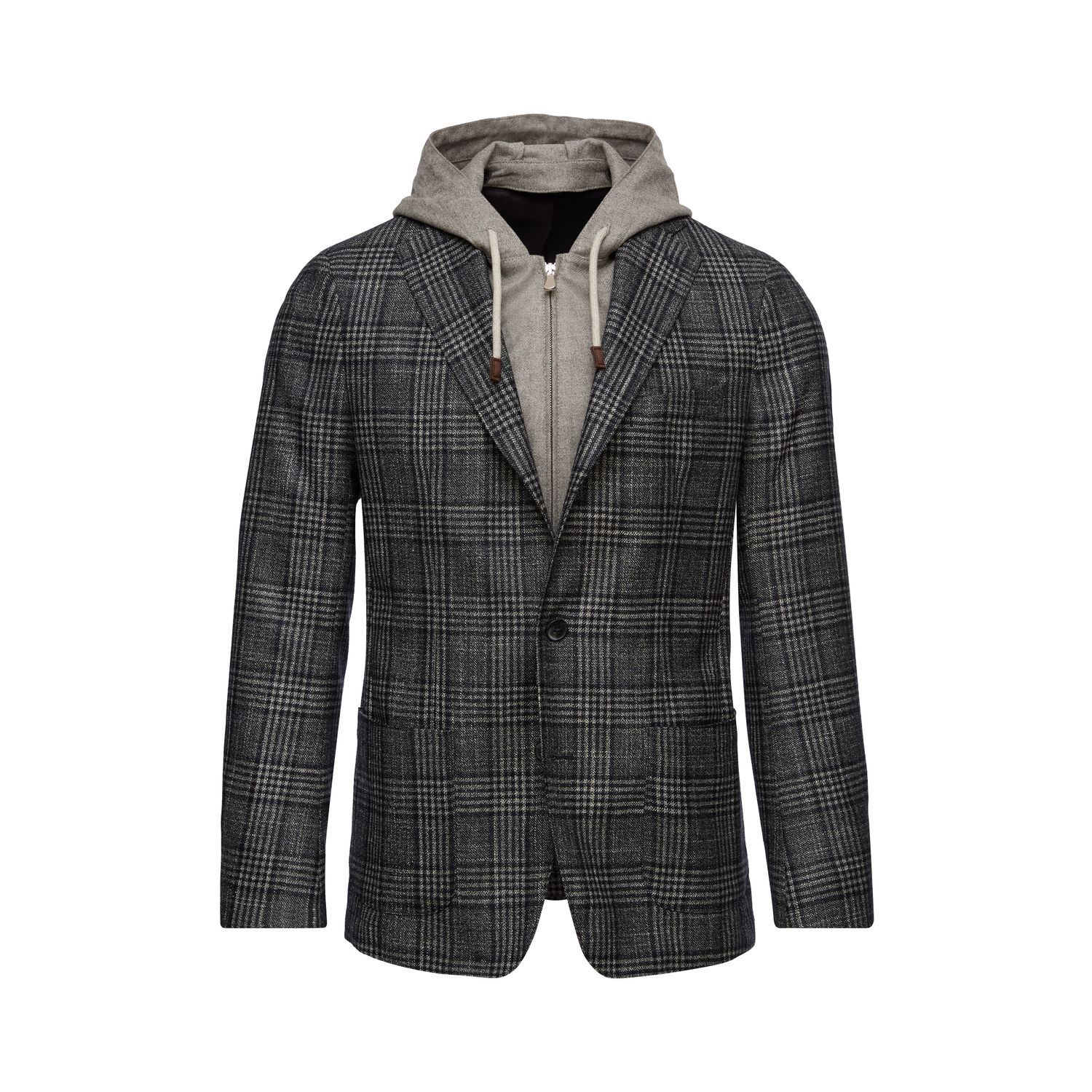 Emanuel Berg Plaid Hooded Sport Coat, Color: Navy, Size: 48