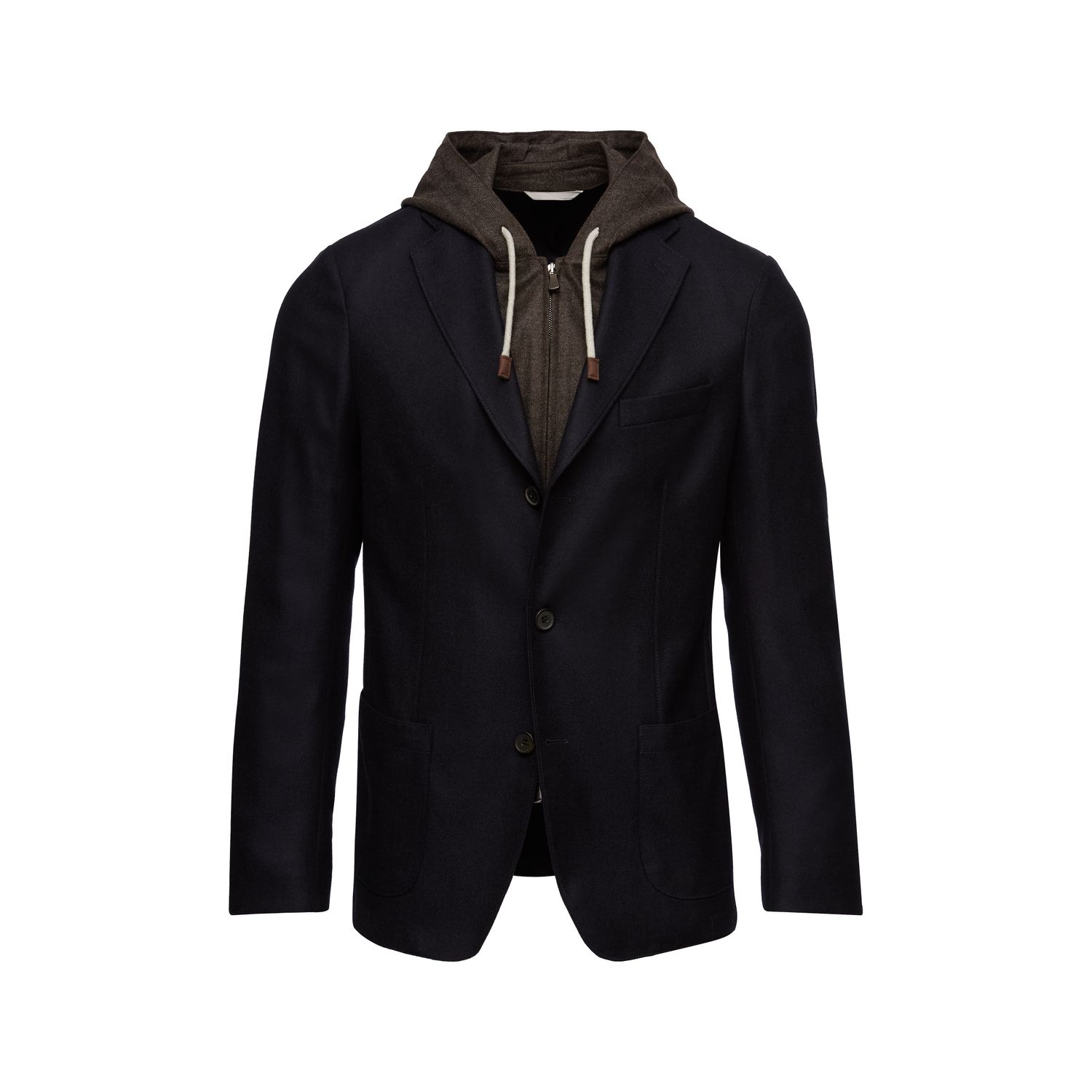 Emanuel Berg Wool &amp; Cashmere Sport Coat w/ Removable Hood, Color: Navy, Size: 48