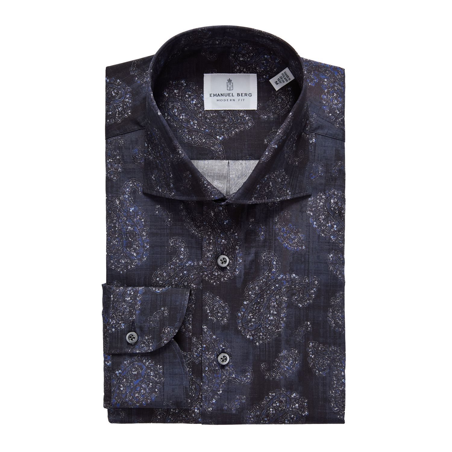 Emanuel Berg Poplin Casual Stretch Shirt, Color: Navy, Size: 40