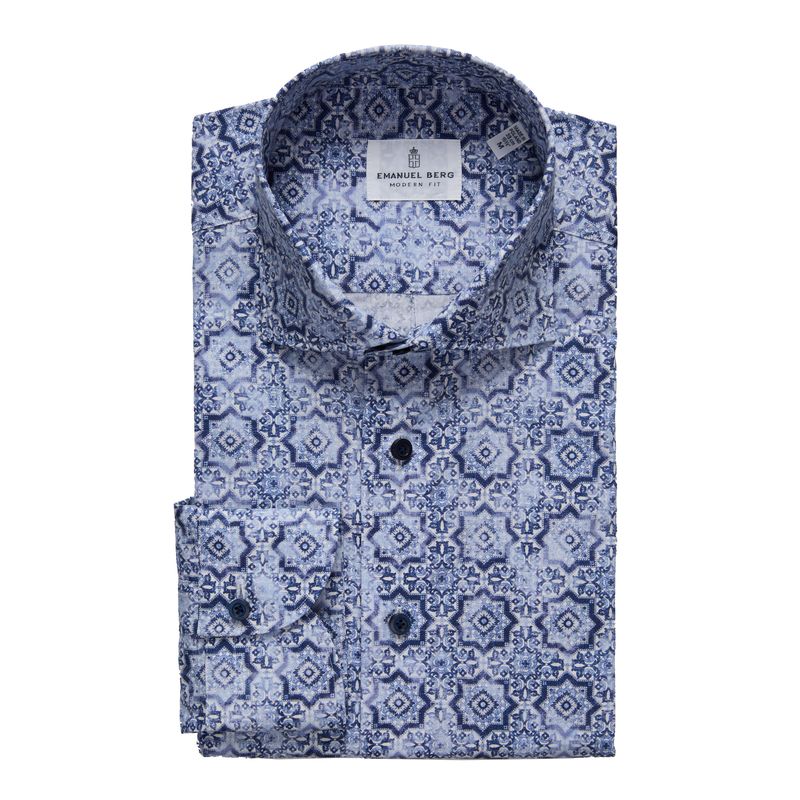 Emanuel Berg Poplin Casual Stretch Shirt