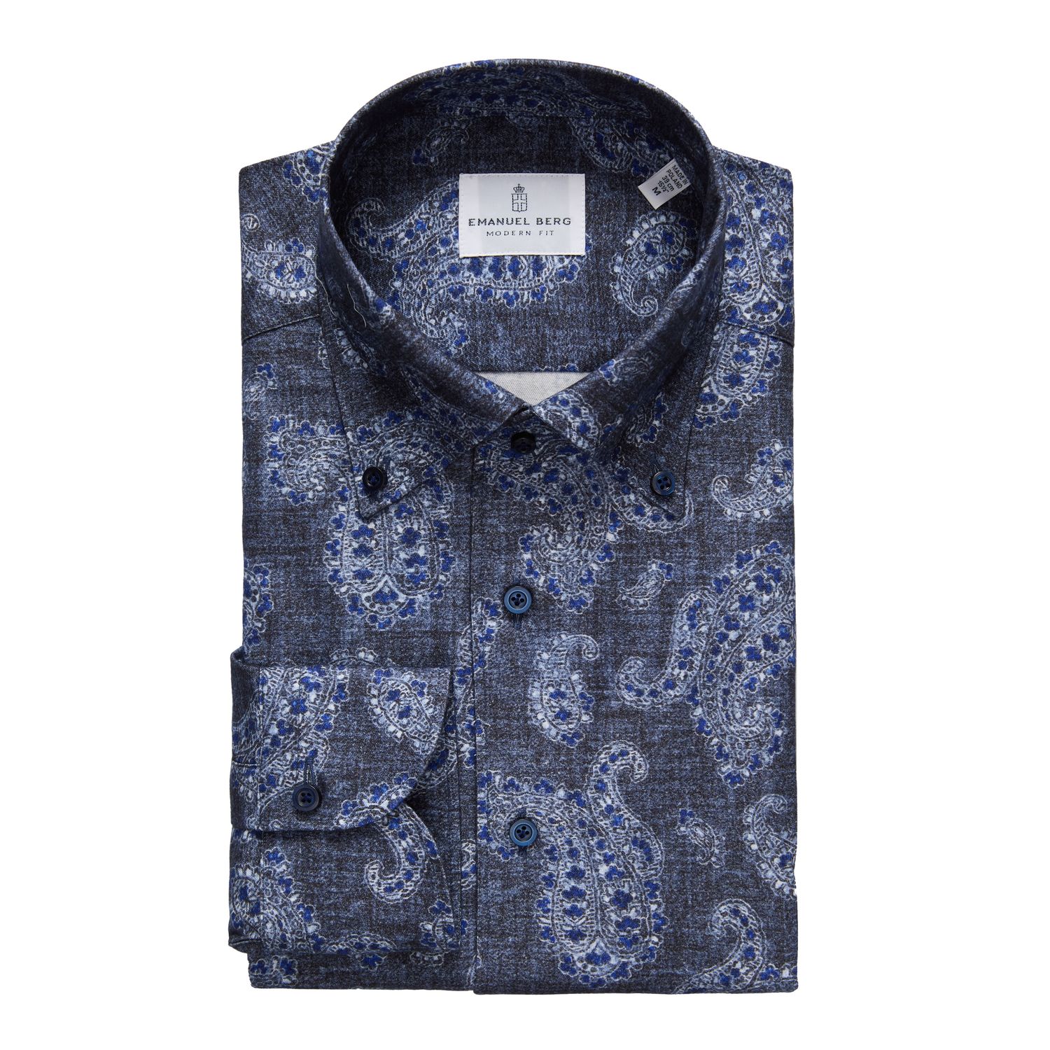 Emanuel Berg Cotton Luxe Flannel Shirt, Color: Navy, Size: 40