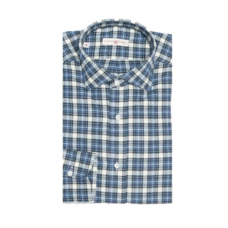 Luciano Barbera Brushed Plaid Sport Shirt