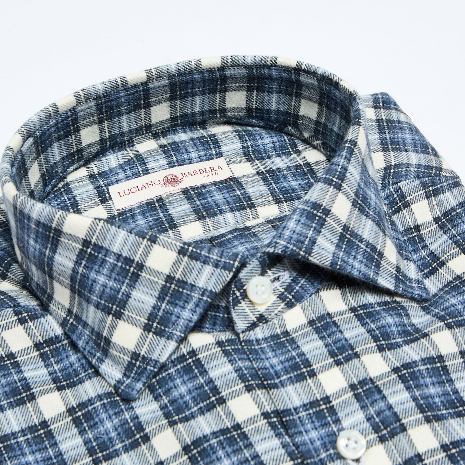 Luciano Barbera Brushed Plaid Sport Shirt