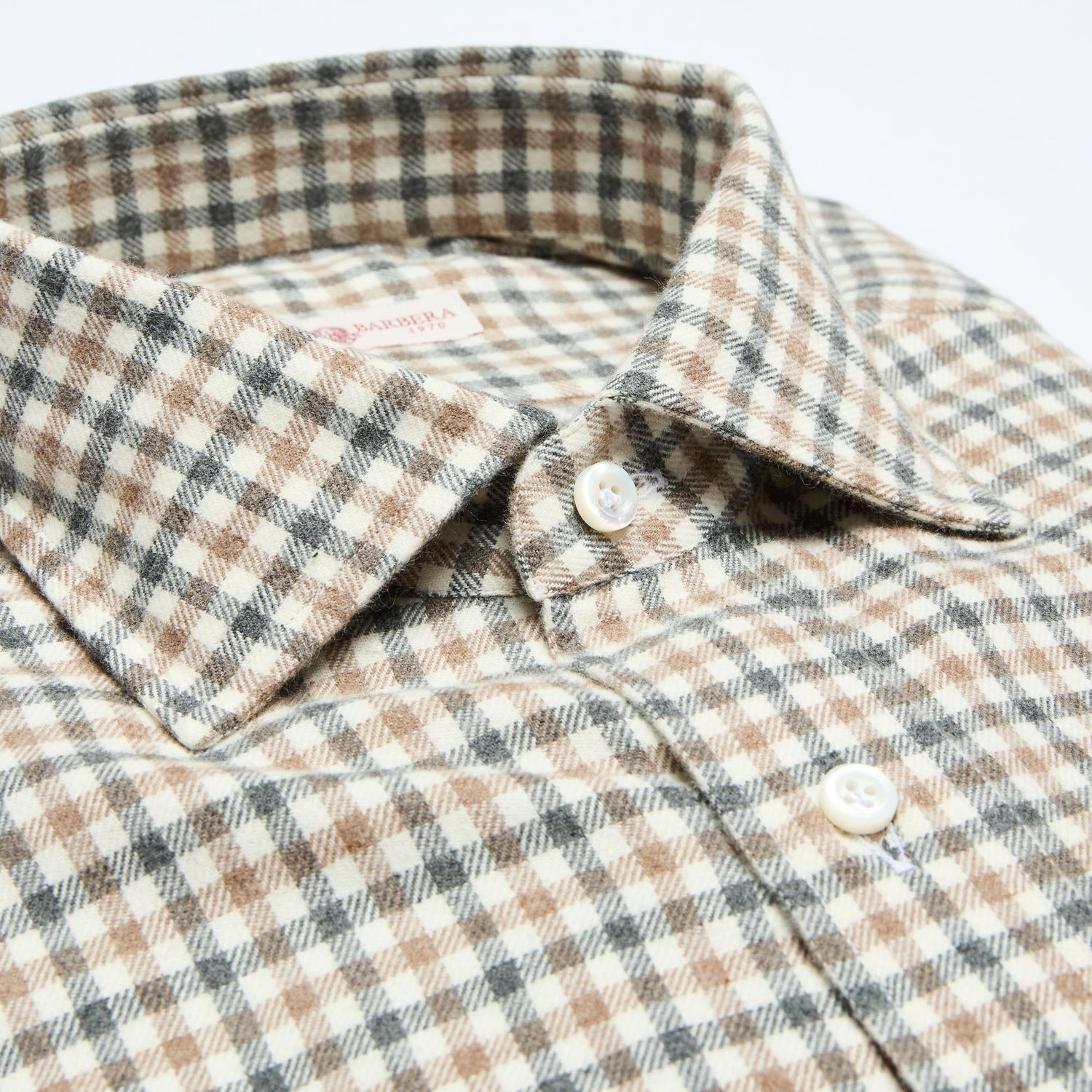 Luciano Barbera Brushed Mini Check Shirt