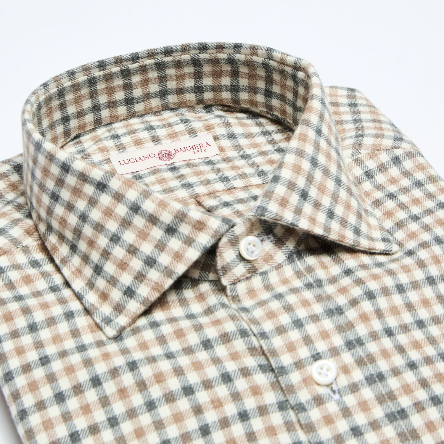 Luciano Barbera Brushed Mini Check Shirt