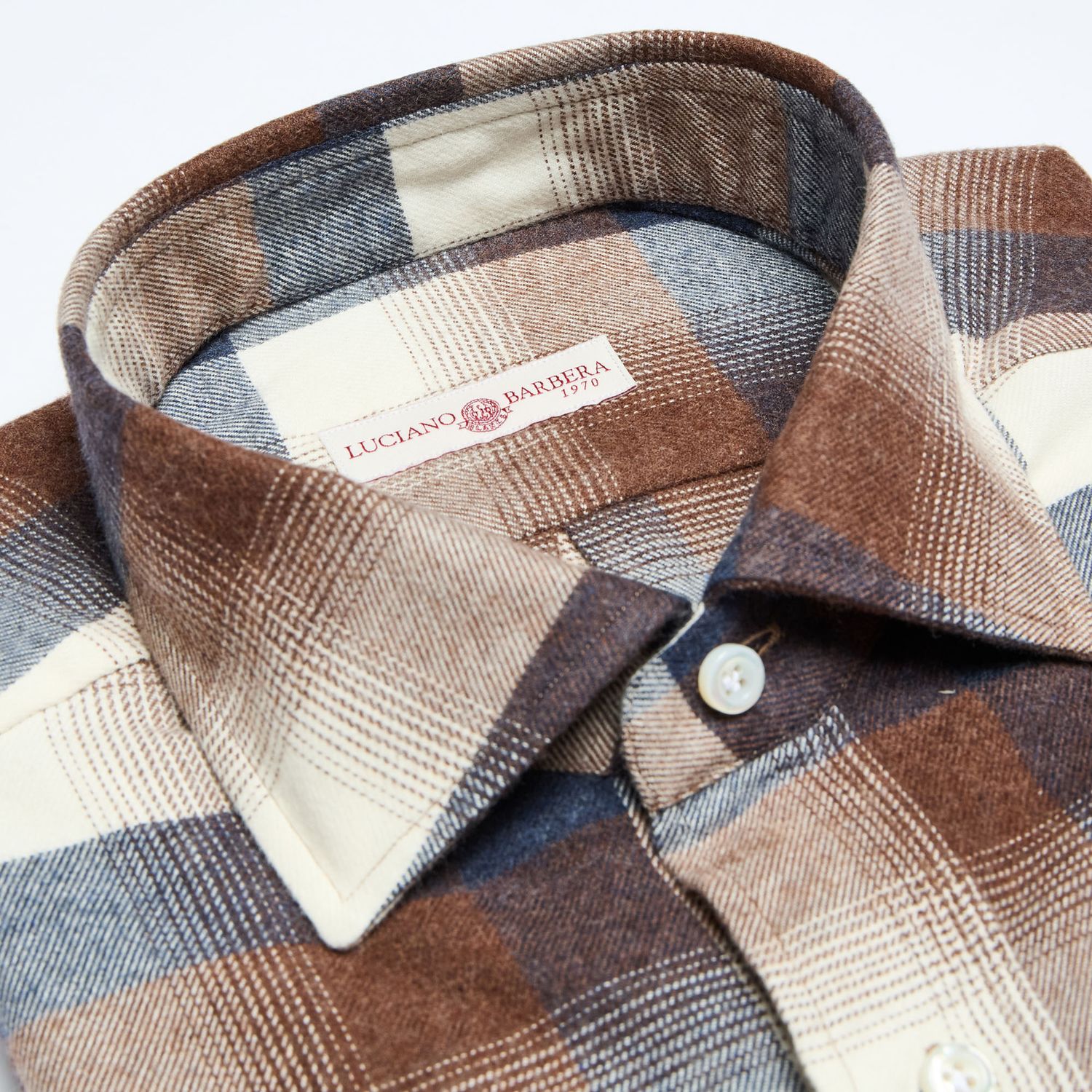 Luciano Barbera Multi Brushed Plaid Shirt