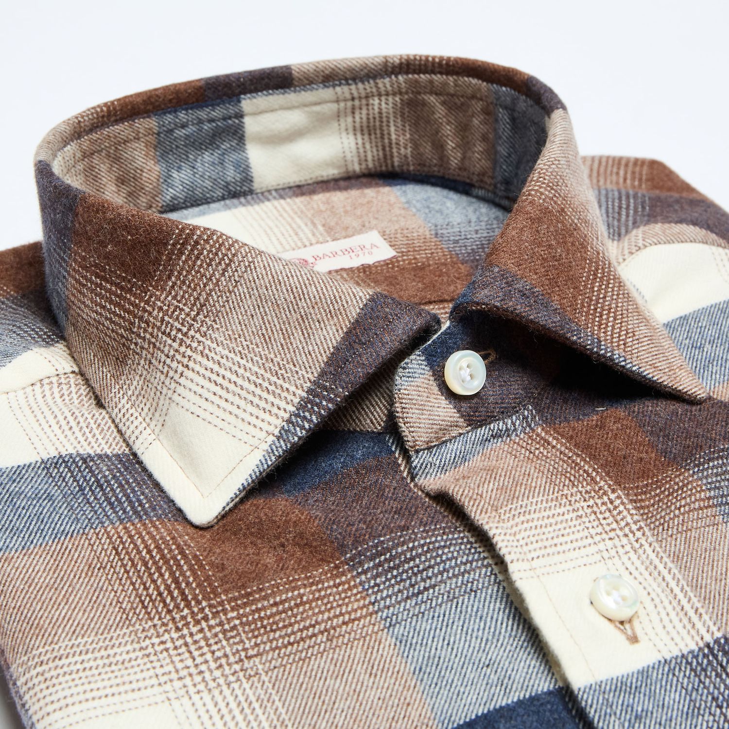 Luciano Barbera Multi Brushed Plaid Shirt