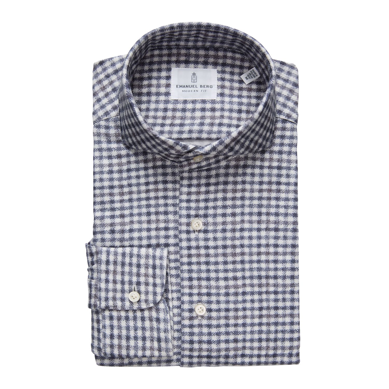 Emanuel Berg Houndstooth Jersey  Sport Shirt, Color: Med Blue, Size: 38