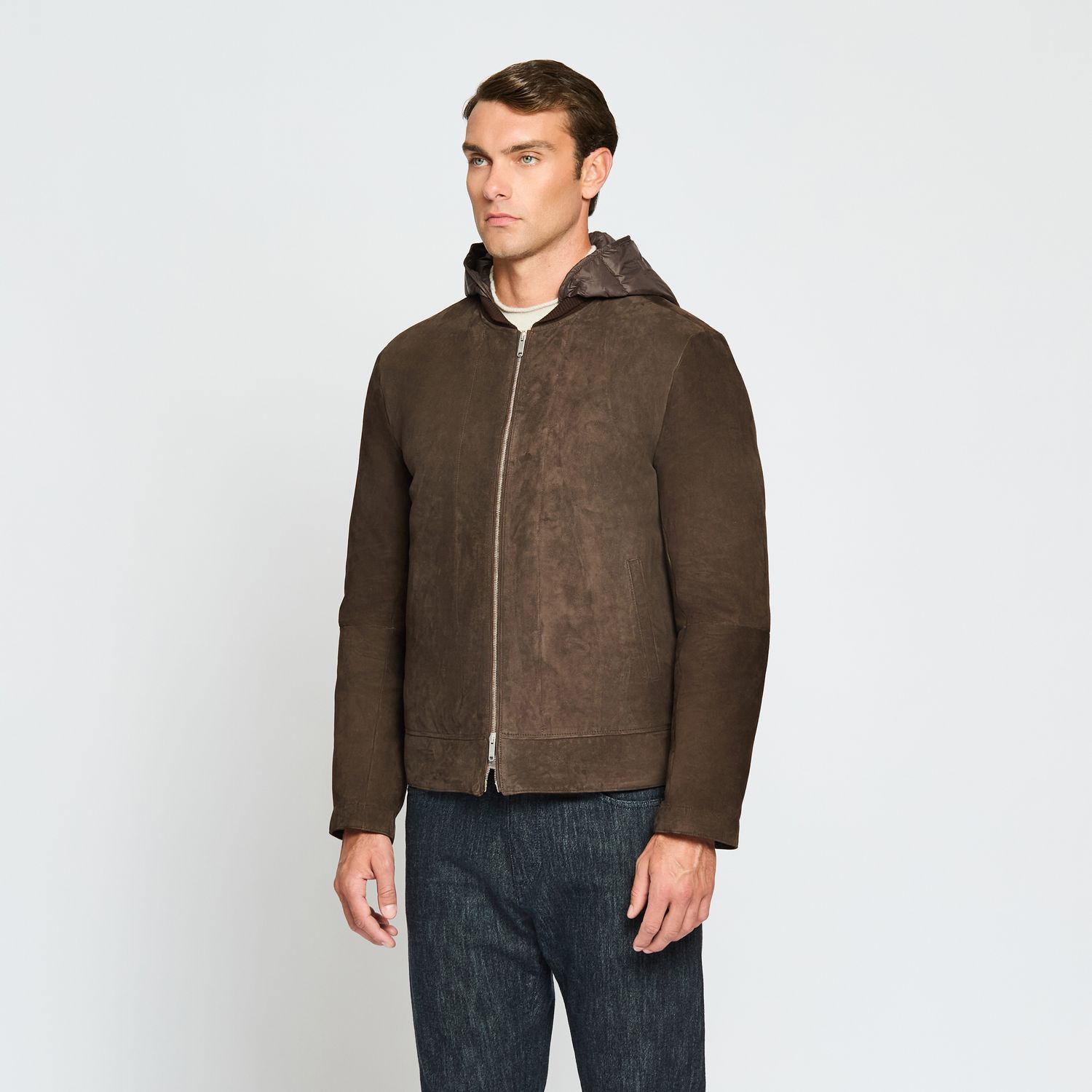 Luciano Barbera Hooded Suede Bomber