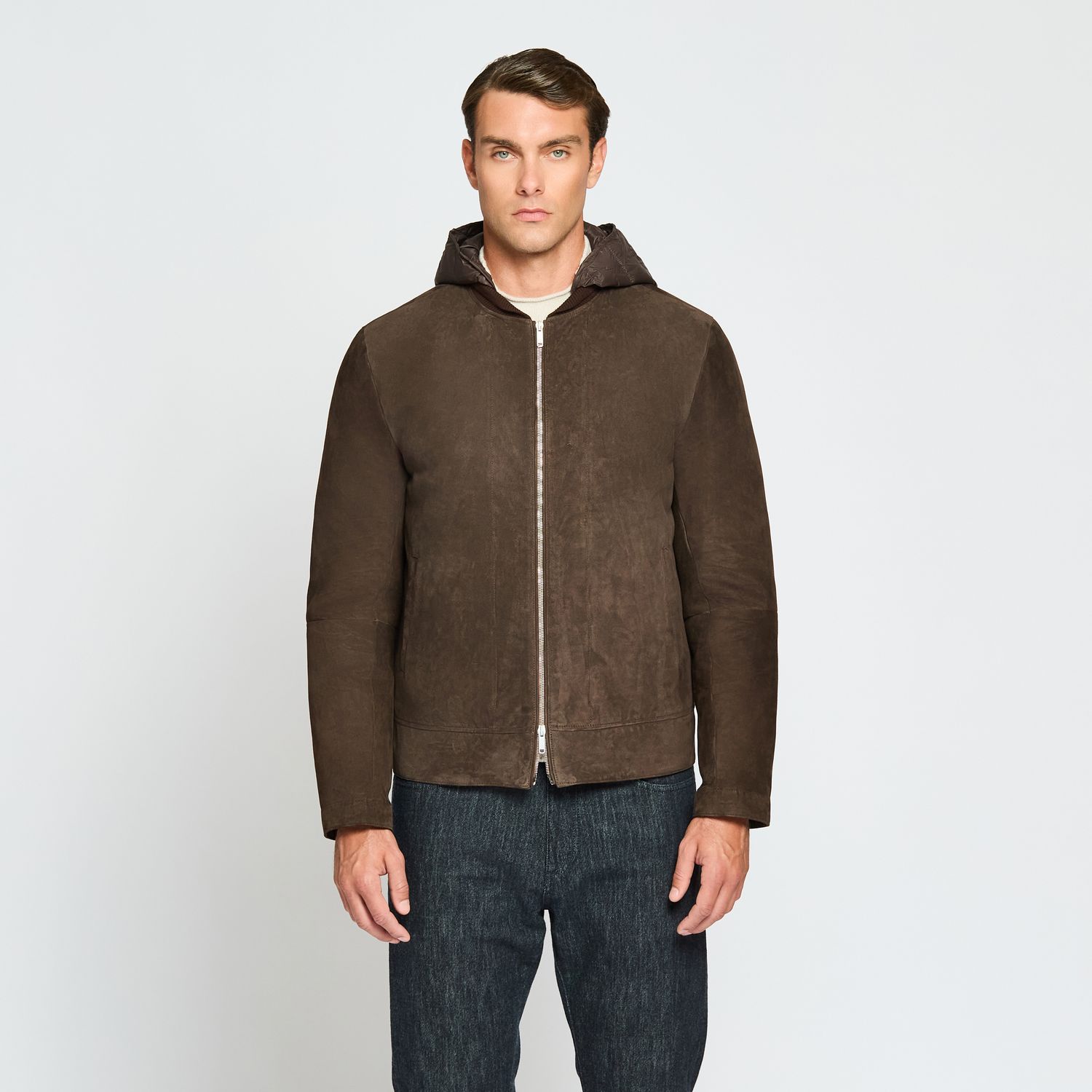 Luciano Barbera Hooded Suede Bomber