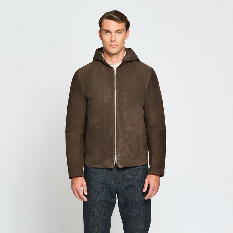Luciano Barbera Hooded Suede Bomber