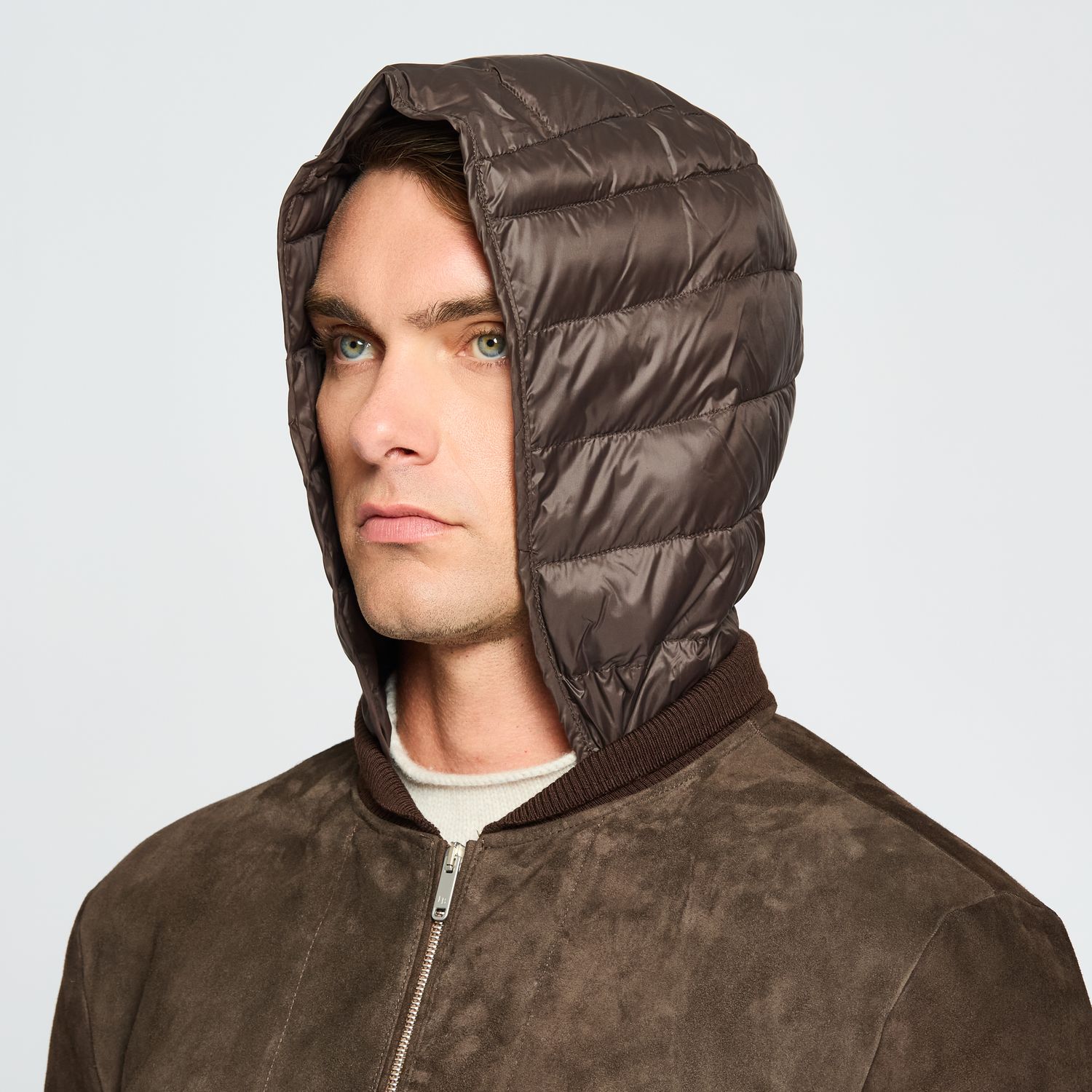 Luciano Barbera Hooded Suede Bomber