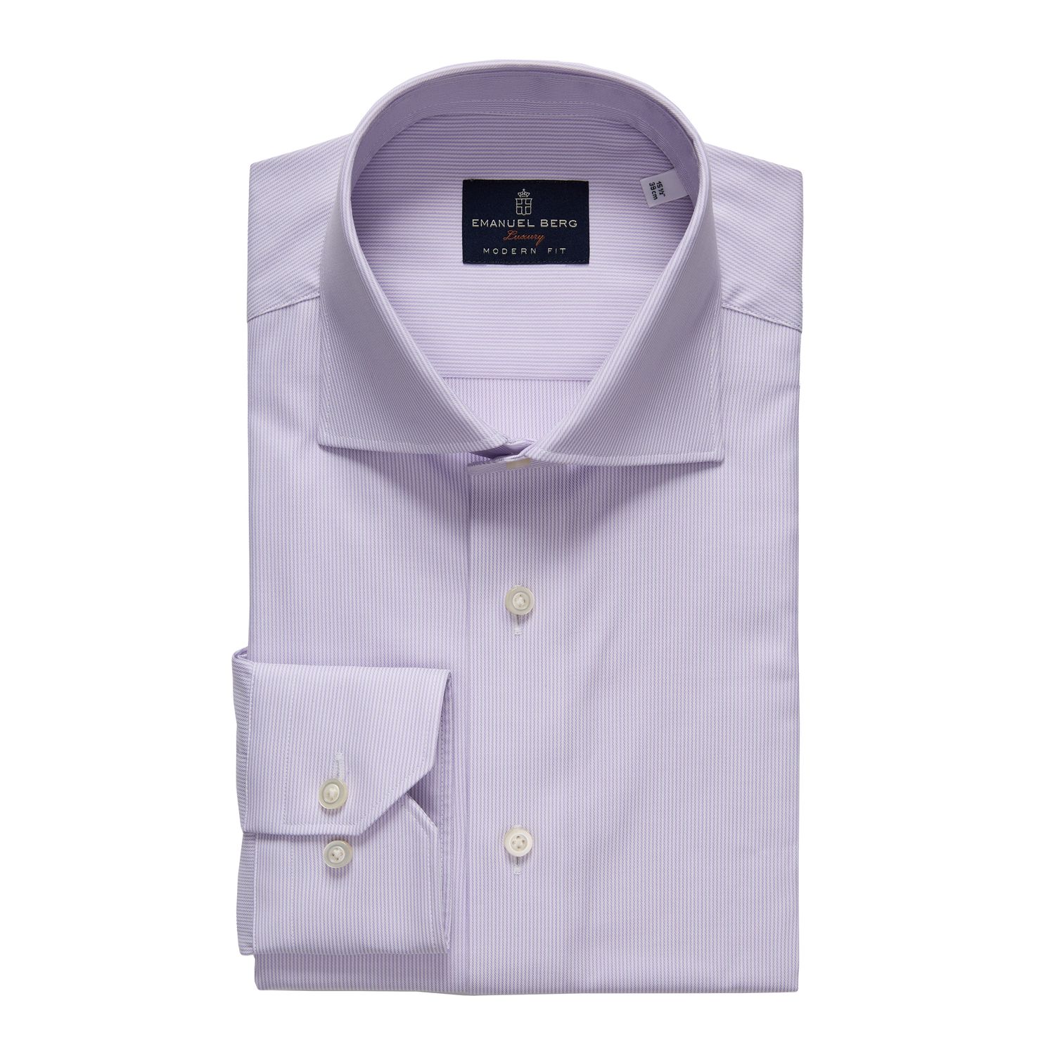 Emanuel Berg Performance Yarn Hairline Stripe Dress Shirt, Color: Light Purple/White, Size: 38