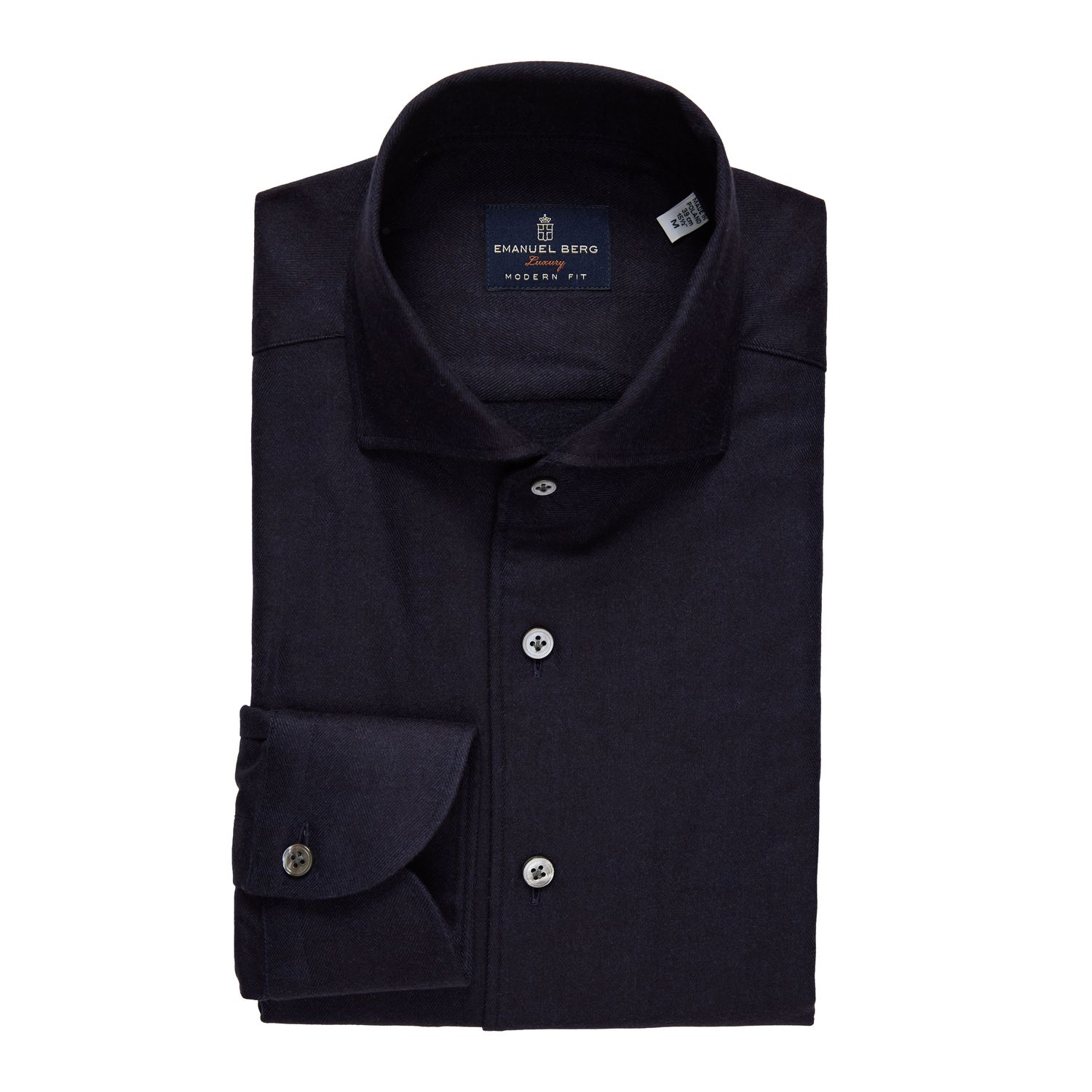 Emanuel Berg Herringbone Melange Brushed Cotton Twill, Color: Navy, Size: 40