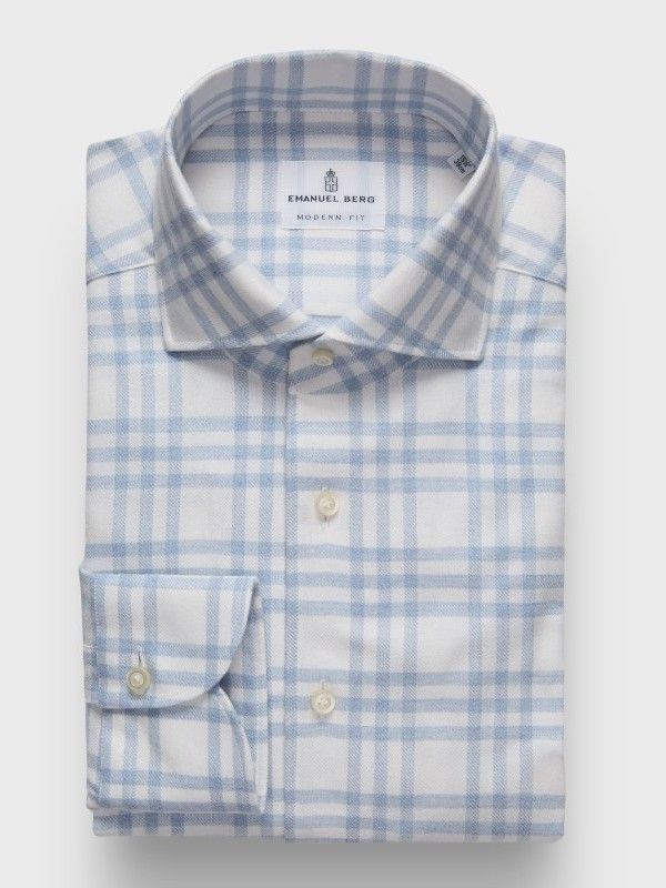 Emanuel Berg Flannel Brushed Plaid Twill Shirt