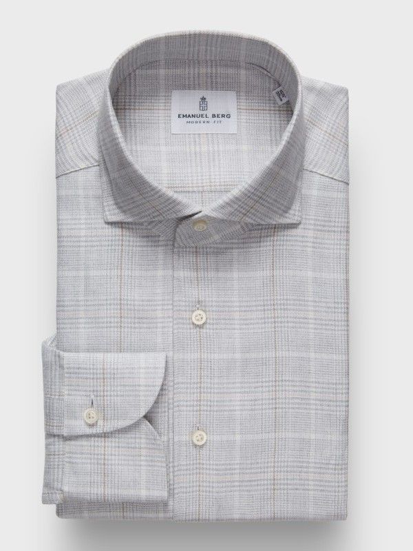 Emanuel Berg Flannel Faint Plaid Lyocell Twill Shirt