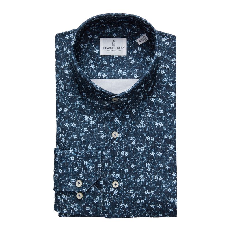 Emanuel Berg Modern Fit Floral Print 4Flex Shirt