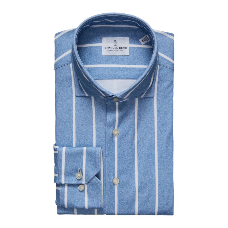 Emanuel Berg Modern Fit Stretch Knit Stripe 4Flex Shirt