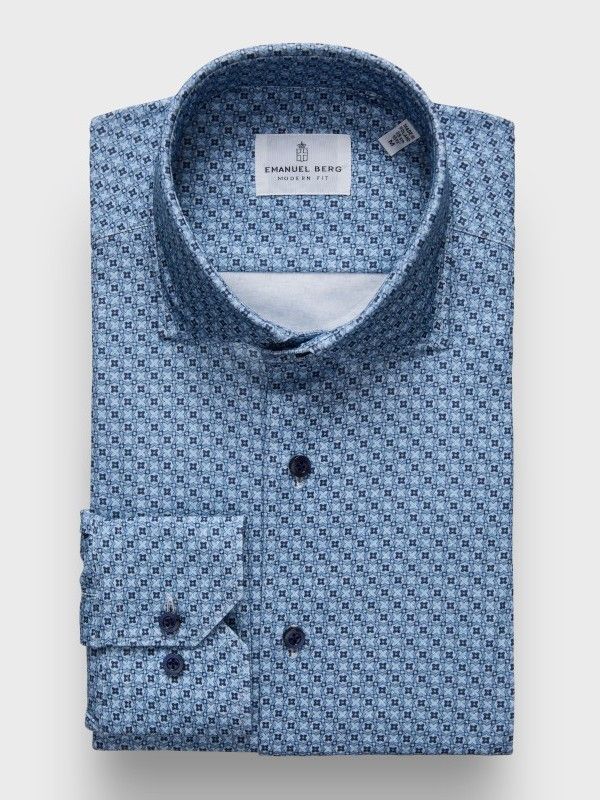 Emanuel Berg Modern Fit Medallion Print 4Flex Shirt