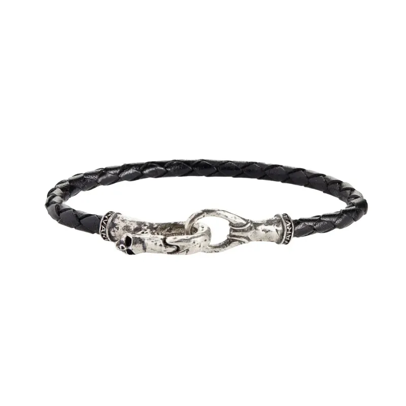 John Varvatos Skull Latch Leather Bracelet