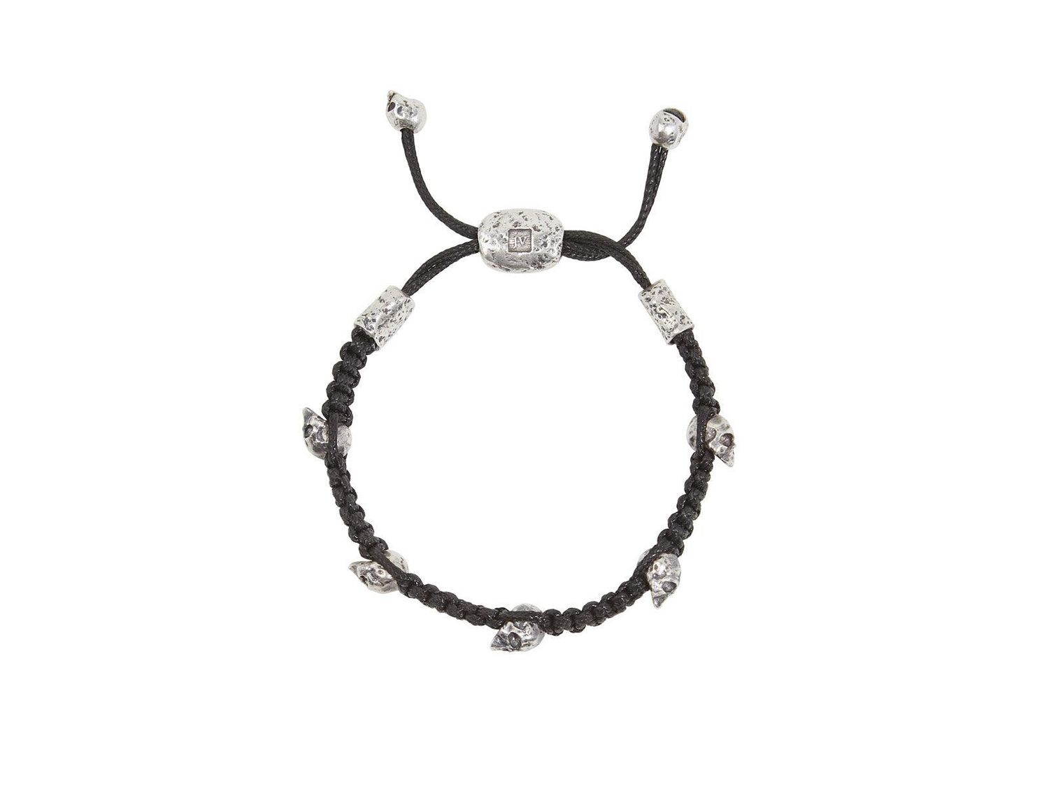 John Varvatos Waxed Cord Adjustable Bracelet w/ Skulls