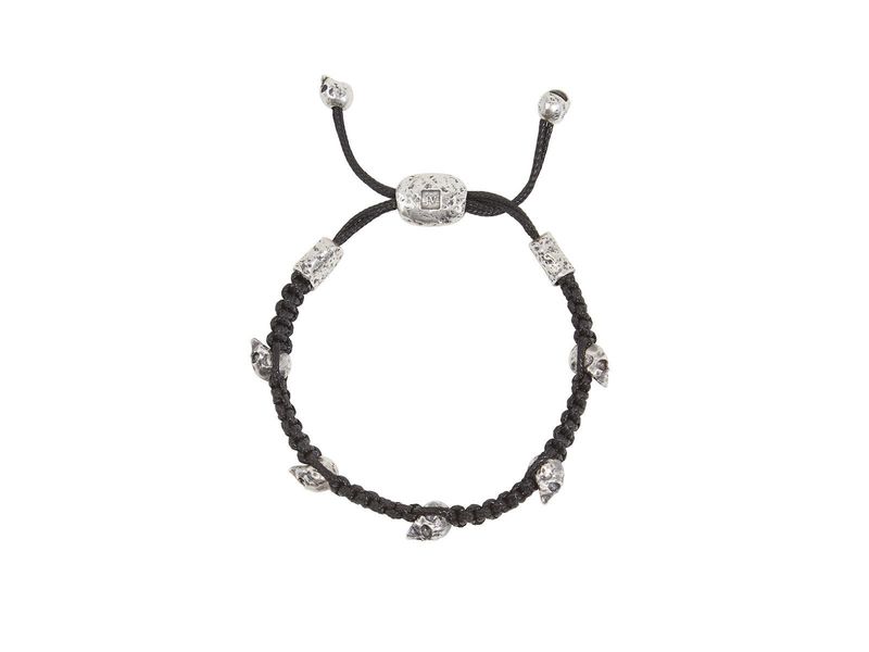 John Varvatos Waxed Cord Adjustable Bracelet w/ Skulls