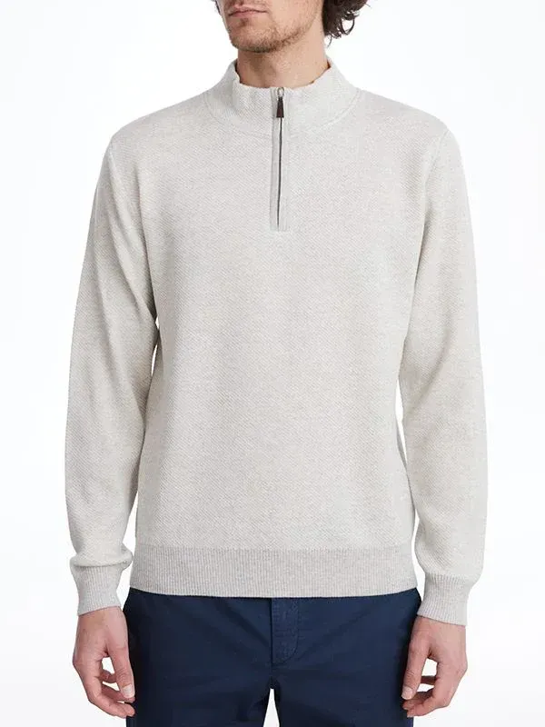 Emanuel Berg Jacquard Knit 1/4 Zip Merino Wool Sweater