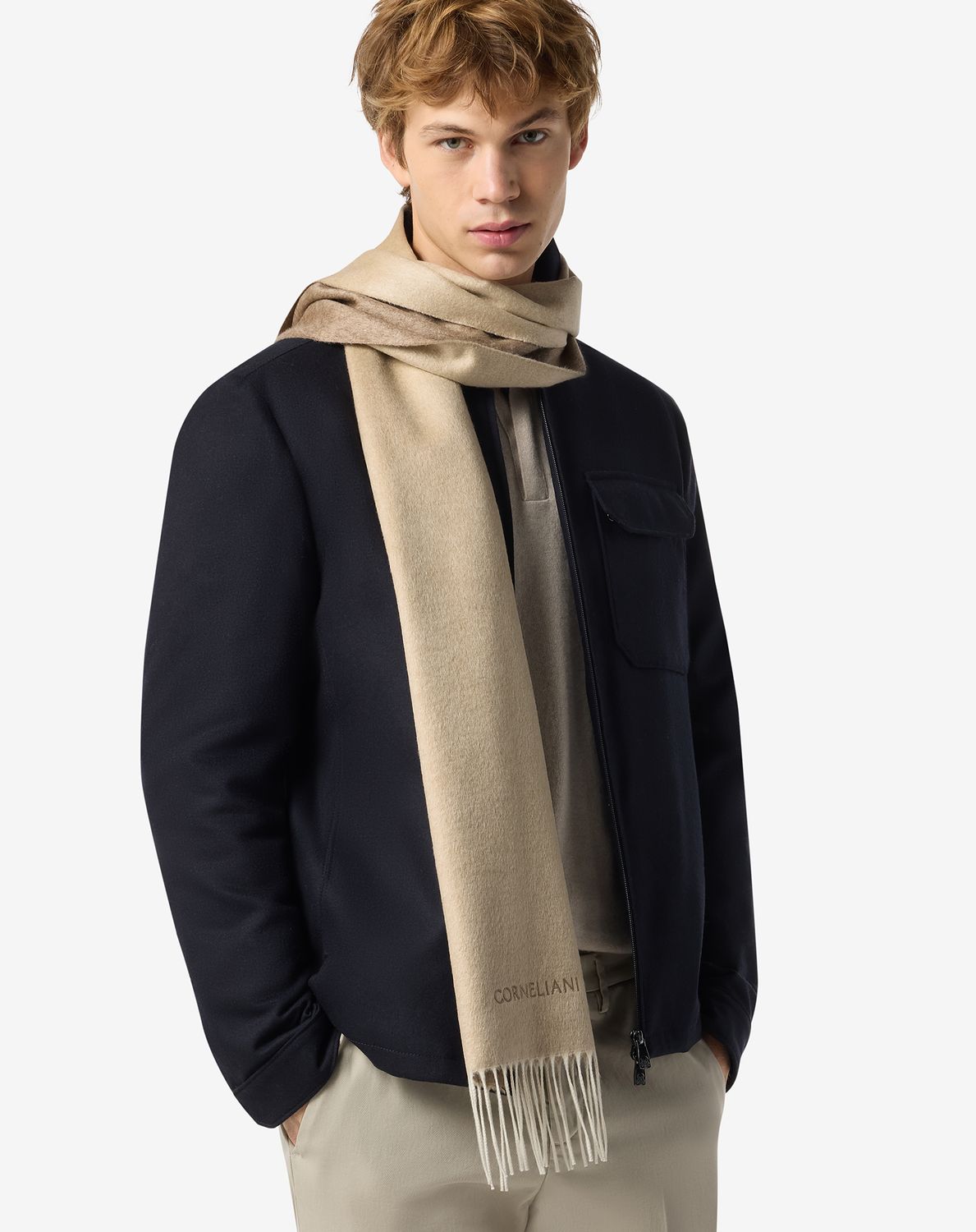 Corneliani Silk &amp; Cashmere Reversible Scarf