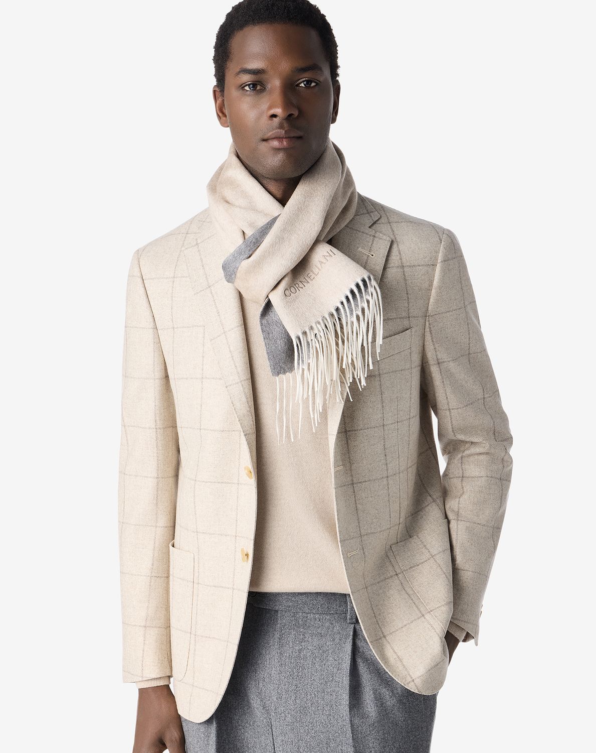 Corneliani Silk &amp; Cashmere Reversible Scarf