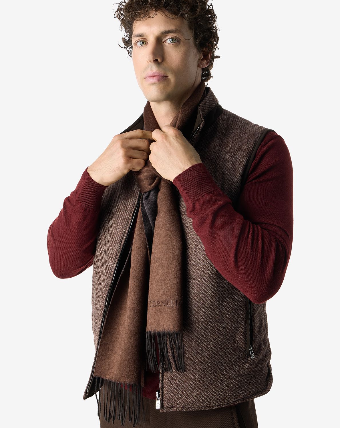 Corneliani Silk &amp; Cashmere Reversible Scarf