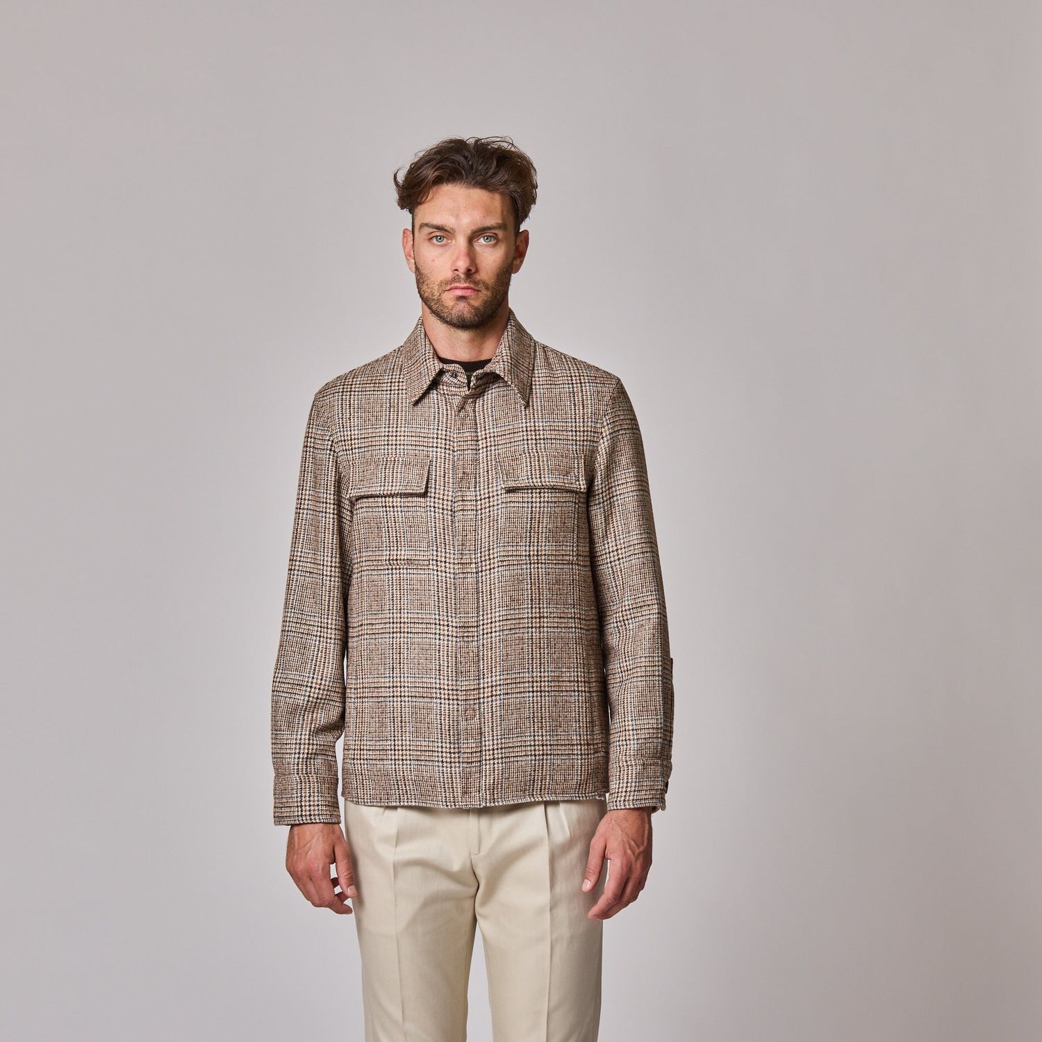 Luciano Barbera Plaid Padded Shirt Jacket