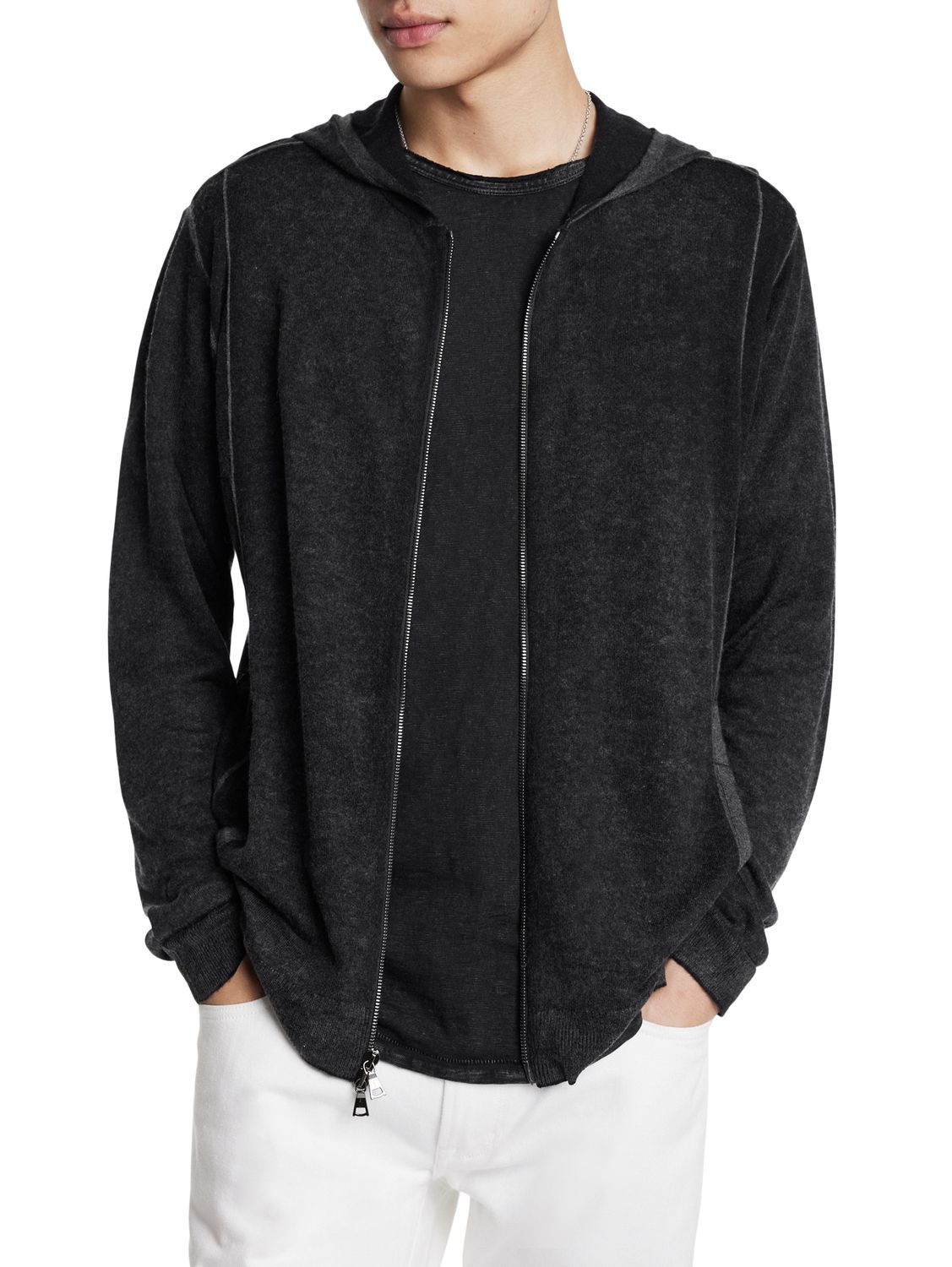 John Varvatos Butter Silk Cashmere Full Zip Hoodie