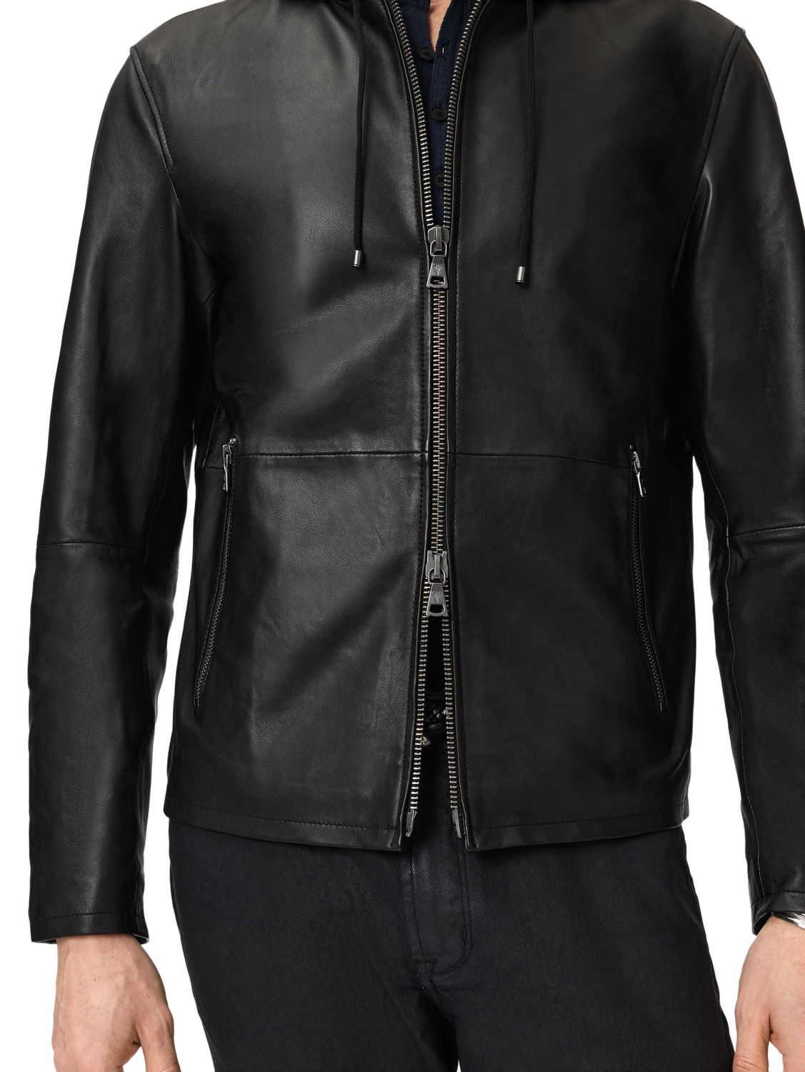 John Varvatos Niko Leather Hoodie