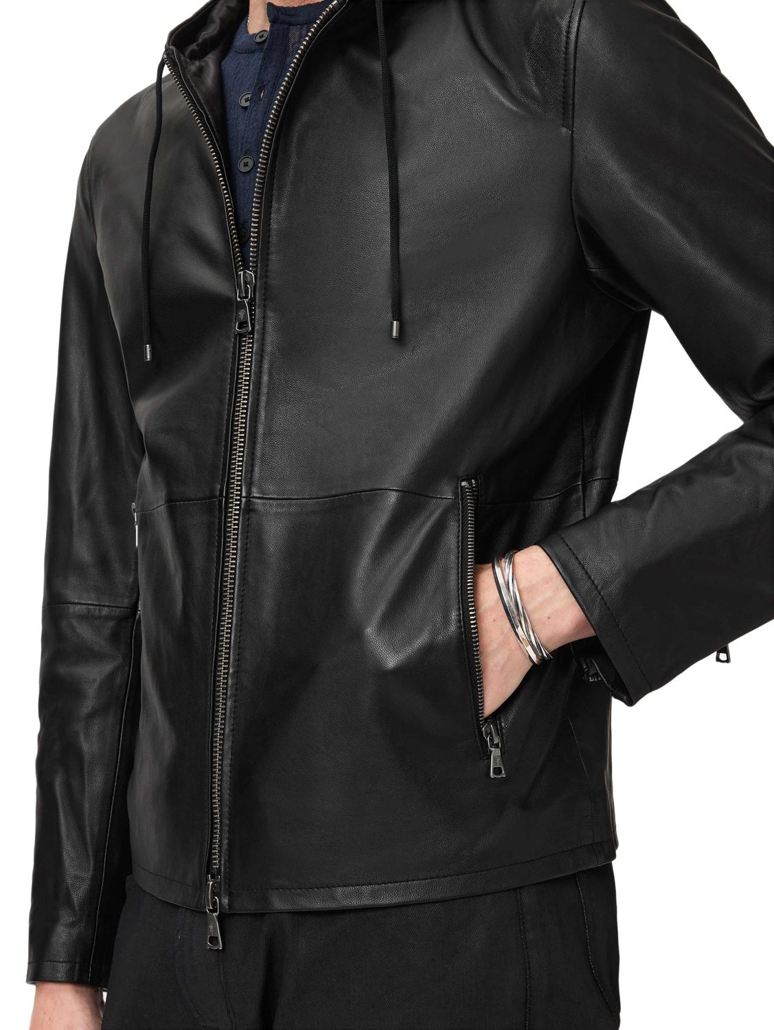 John Varvatos Niko Leather Hoodie