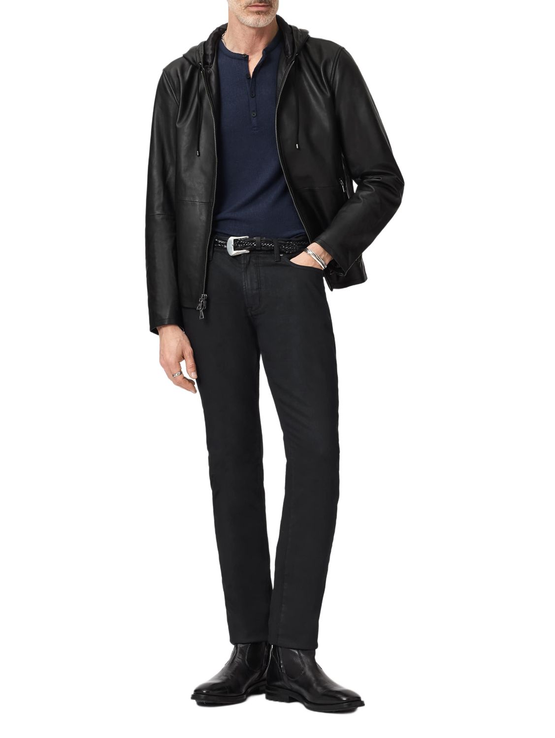 John Varvatos Niko Leather Hoodie