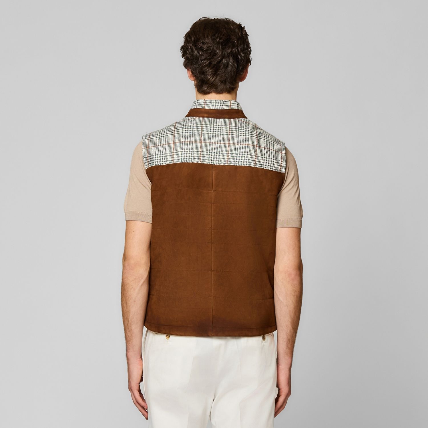 Luciano Barbera Fabric Vest w/ Suede Back